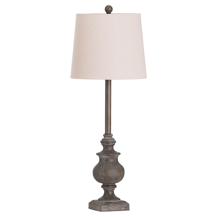 CALVEN GREY BASE TABLE LAMP W/NATURAL SHADE 30x30x82cm