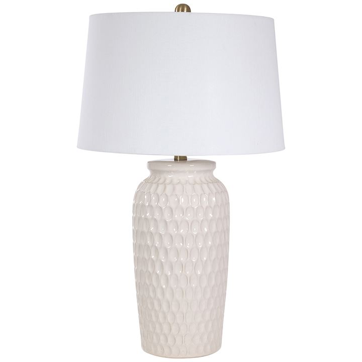 CERAMIC TABLE LAMP WITH LINEN SHADE 35x35x70cm