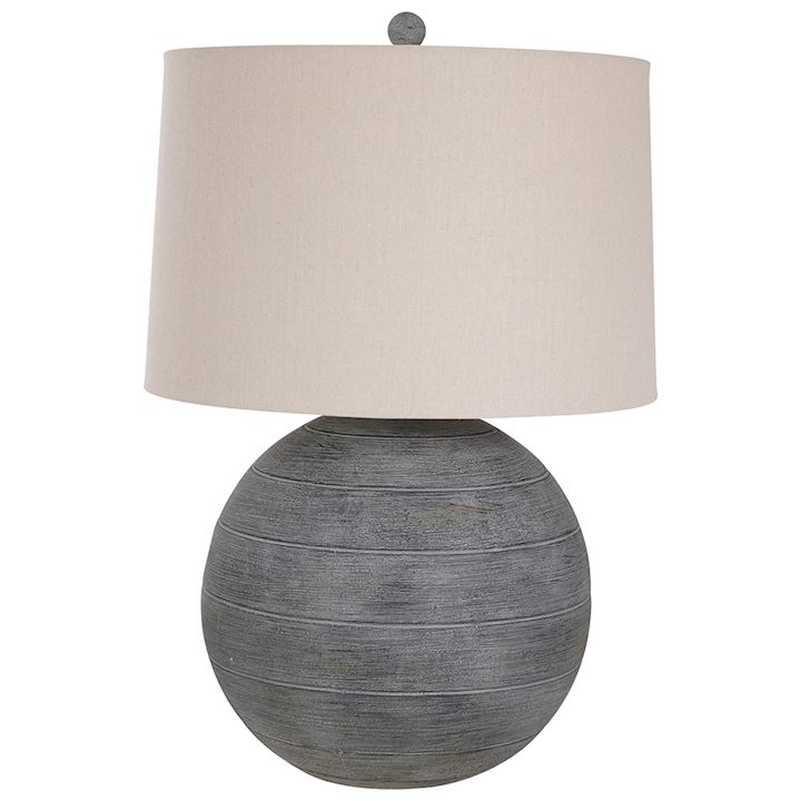 GREY TABLE LAMP WITH OATMEAL SHADE 40x40x65cm
