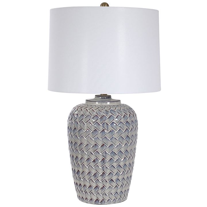 CERAMIC TABLE LAMP WITH LINEN SHADE 38x38x70cm