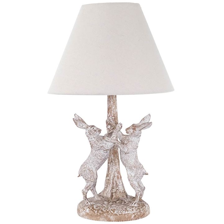 HARE LAMP WITH OATMEAL SHADE 28x28x49cm