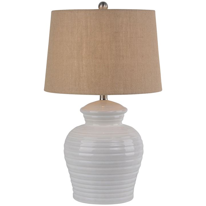 CERAMIC TABLE LAMP WITH BURLAP SHADE 33x38x64cm