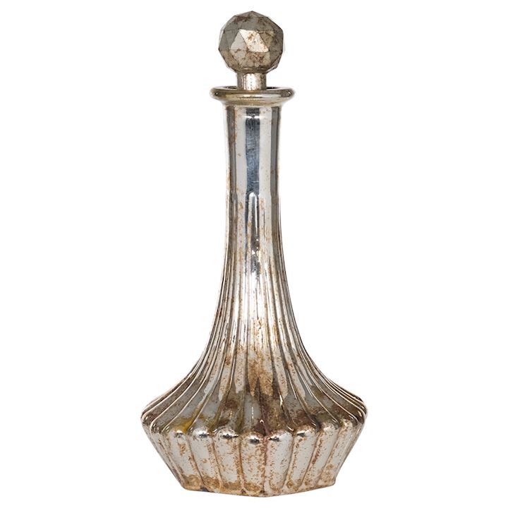 SMALL BURNISHED GLASS DECORATIVE DECANTER 13x13x27cm