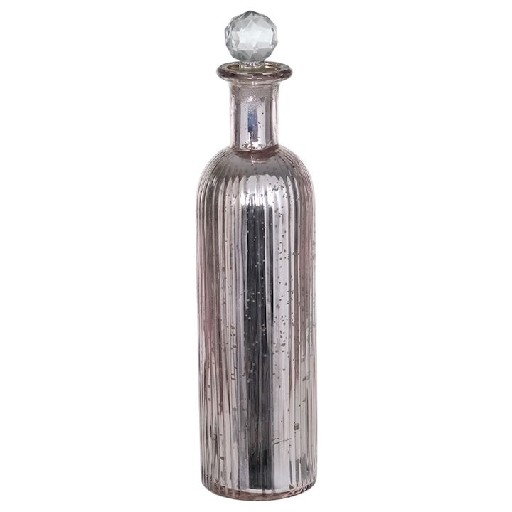 LARGE BLUSH GLASS DECORATIVE PERFUME BOTTLE 7x7x30cm