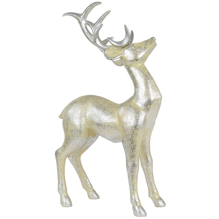 SILVER STANDING DEER 25x13x46cm