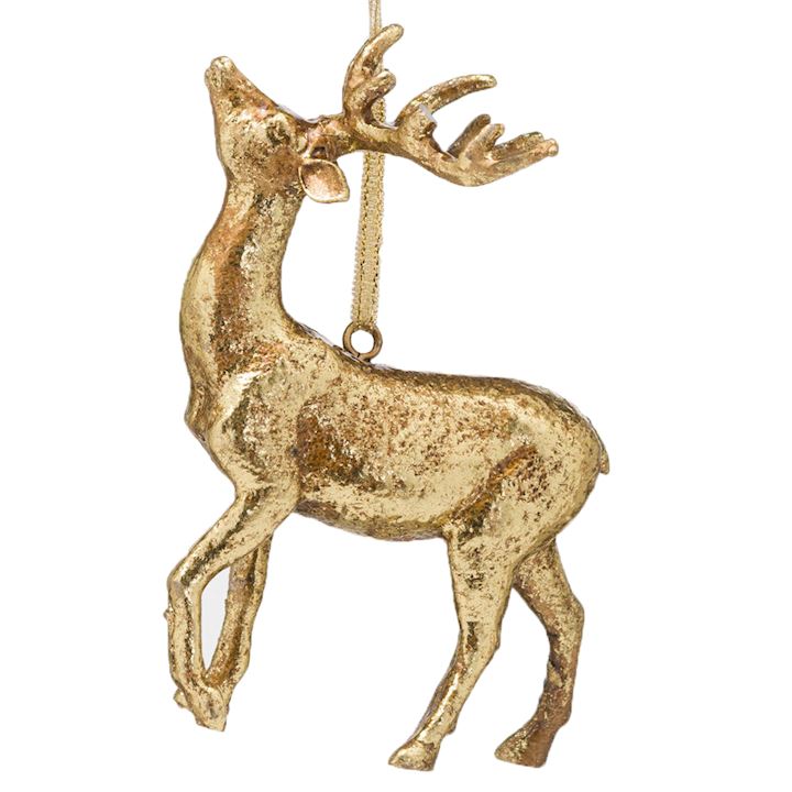 HANGING GOLD STAG ORNAMENT 8x11x3cm