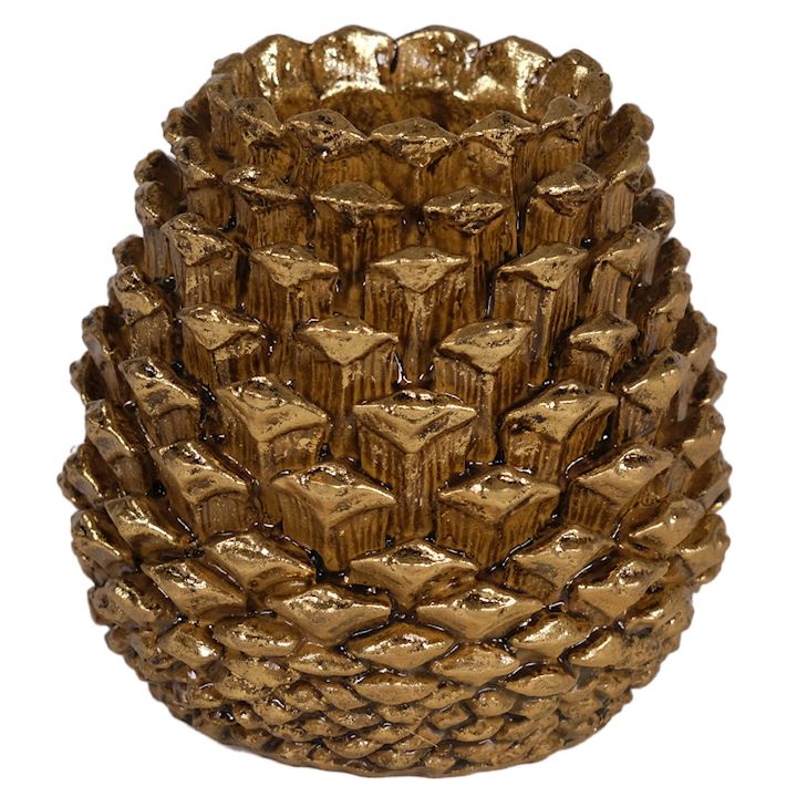 GOLD PINECONE CANDLE HOLDER 11x11x11cm