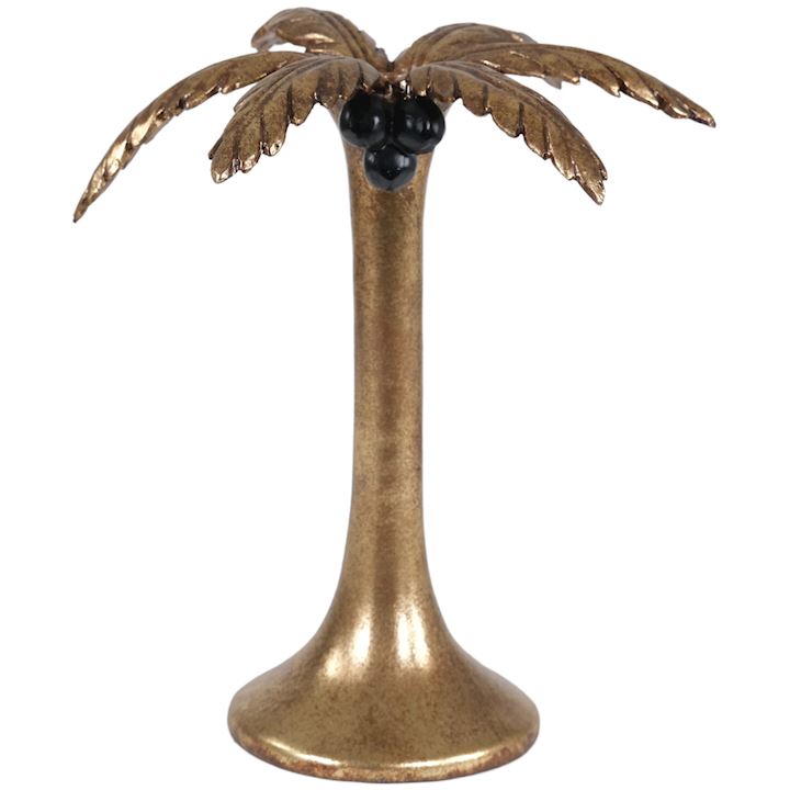 LARGE GOLD COCONUT PALM CANDLE HOLDER 33x29x36cm
