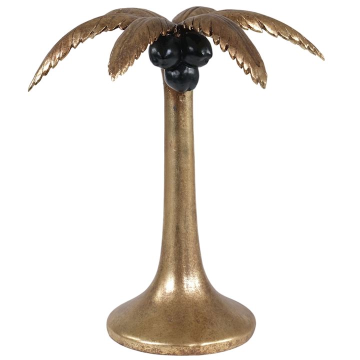SMALL GOLD COCONUT PALM CANDLE HOLDER 24x22x27cm