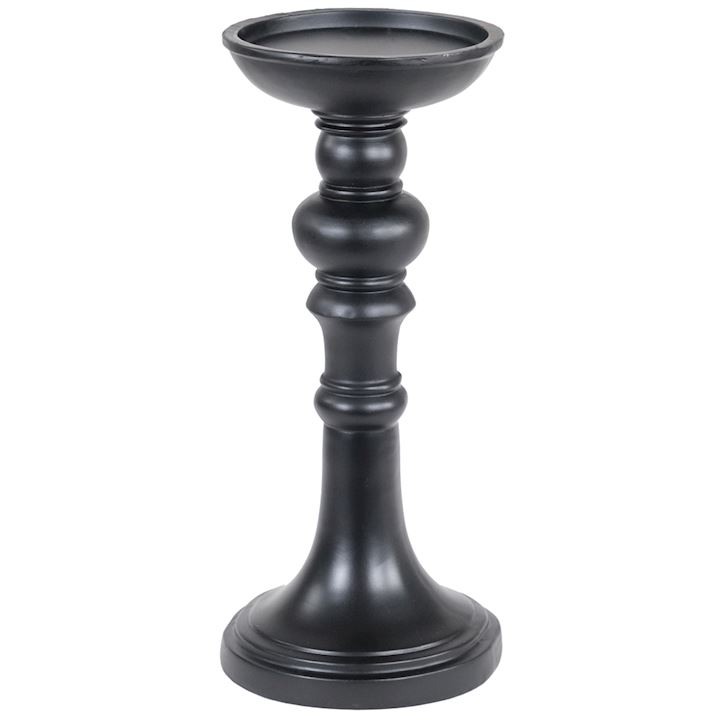SMALL BLACK CANDLE HOLDER 14x14x32cm