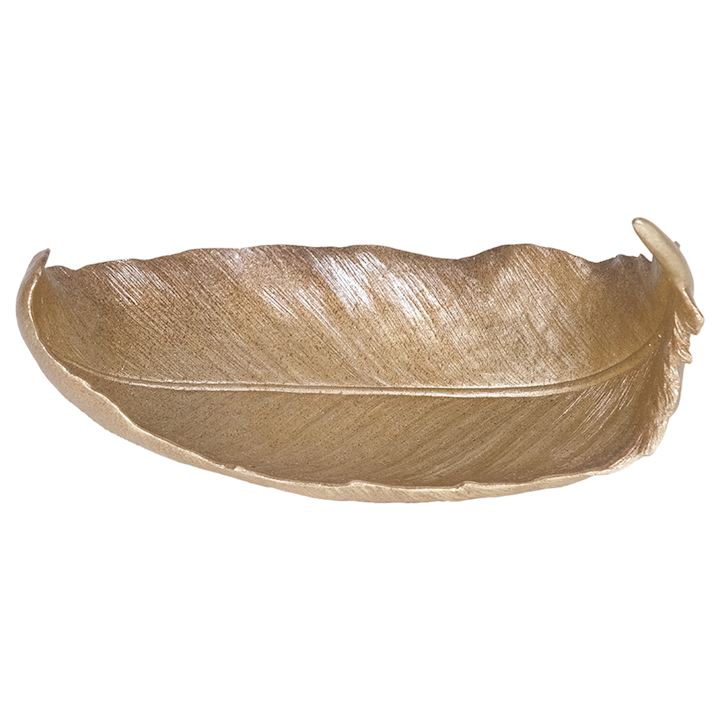 GOLD FEATHER PLATE 35x19x20cm