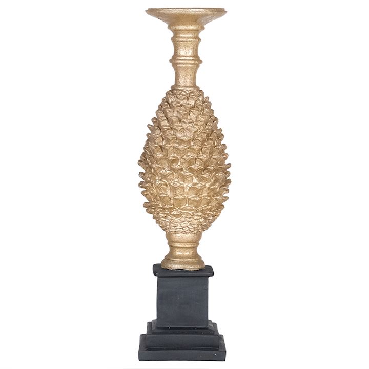 LARGE GOLD PINECONE CANDLE HOLDER 11x11x38cm