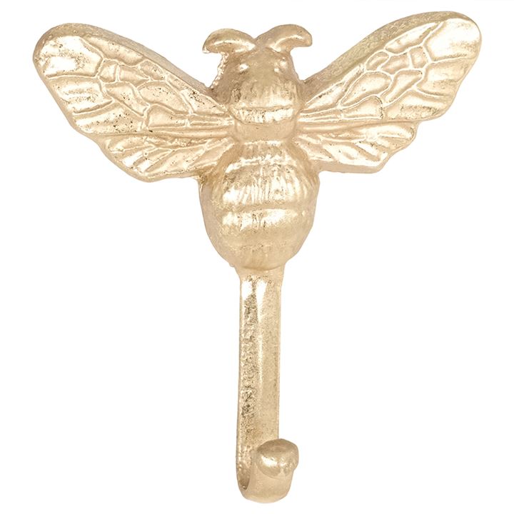 GOLD IRON BEE WALL HOOK 13x14x3cm