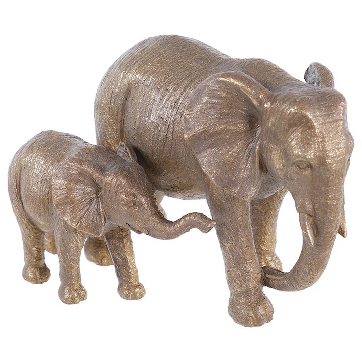 GOLD MOTHER & BABY ELEPHANT 31x20x21cm