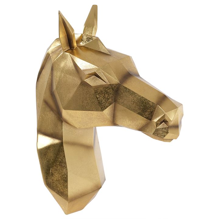 GOLD WALL HANGING HORSE HEAD 18x46x33cm