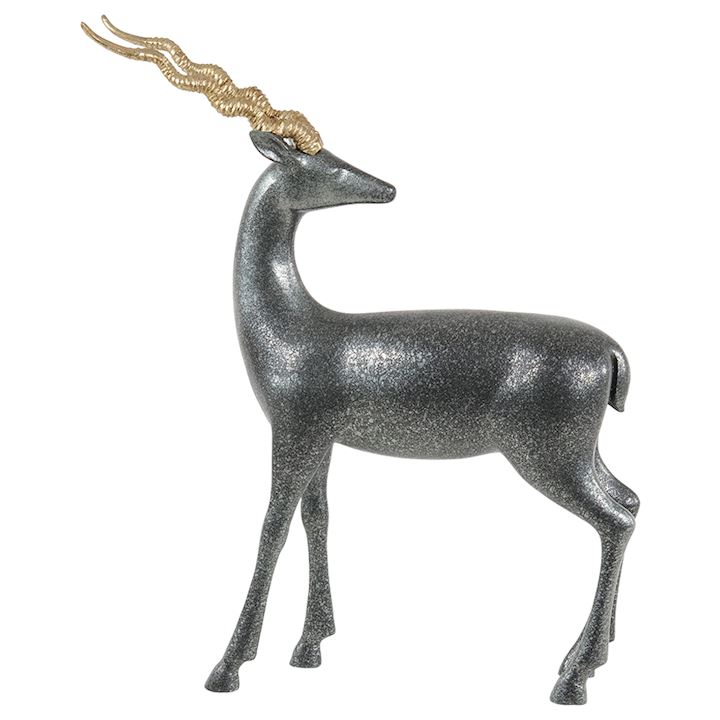 BLACK WITH GOLD STANDING GAZELLE 31x8x41cm