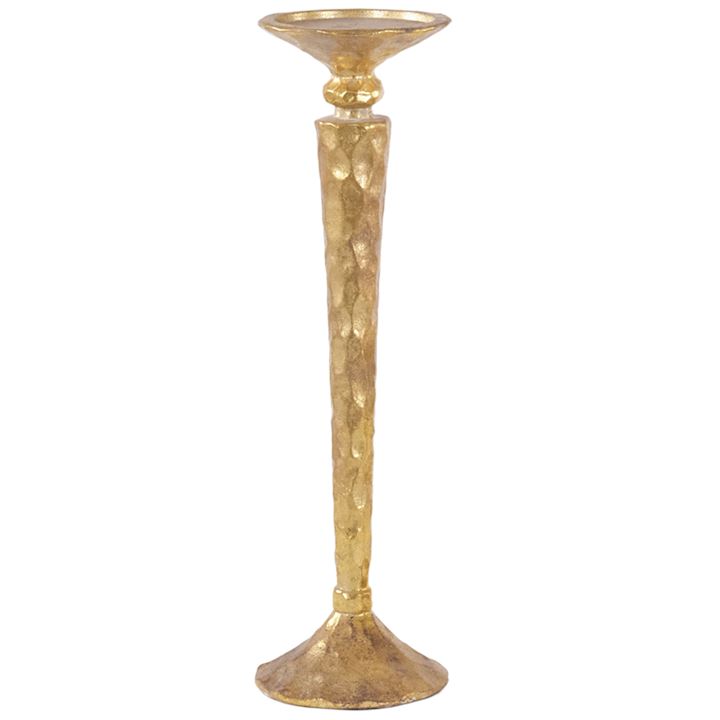 GOLD HAMMERED LARGE CANDLE HOLDER 11x11x40cm