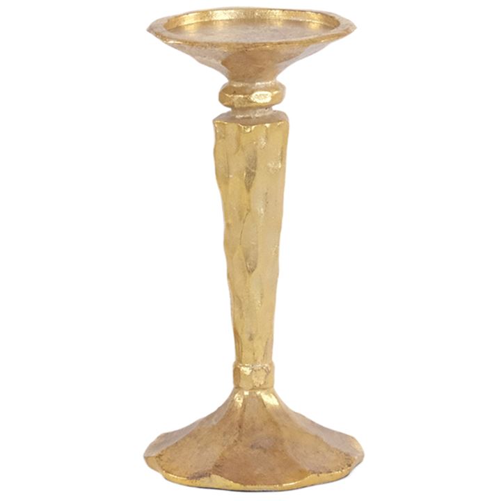GOLD HAMMERED SMALL CANDLE HOLDER 11x11x23cm