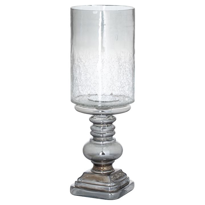 SMOKED MIDNIGHT GLASS CANDLE HOLDER 15x15x43cm