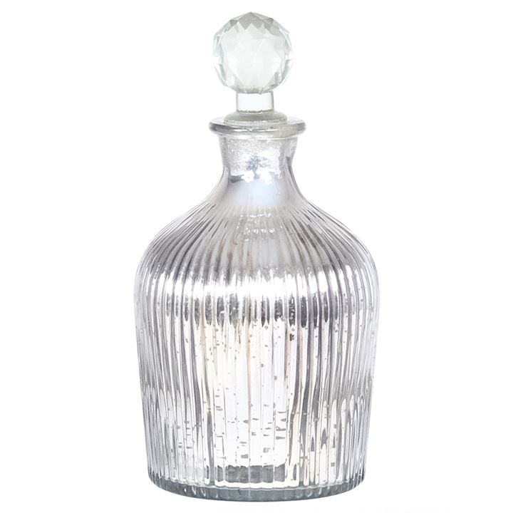 LARGE CHROME BULBOUS PERFUME BOTTLE 10x10x20cm