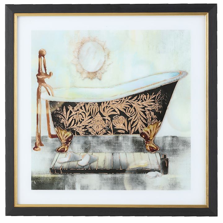 ANTIQUE BATH IN BLACK AND GOLD FRAME 40x40cm