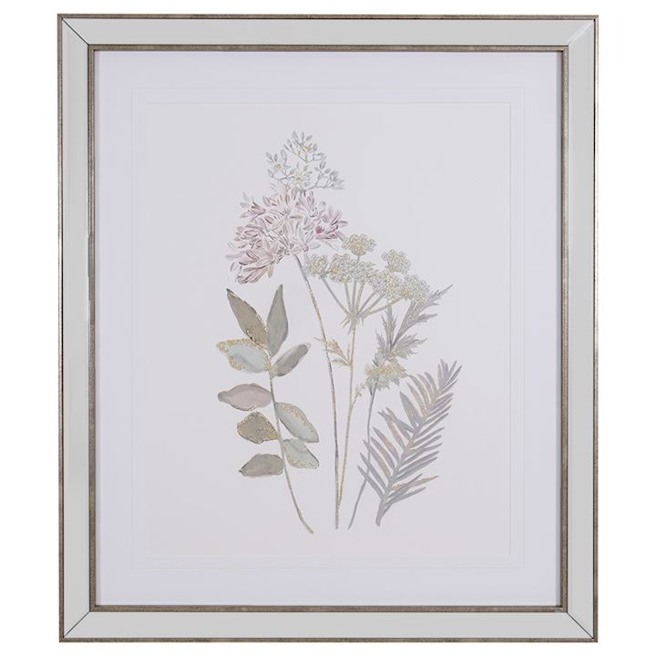 WILD FLOWER WITH GOLD LEAF IN MIRRORED FRAME C 56x66cm