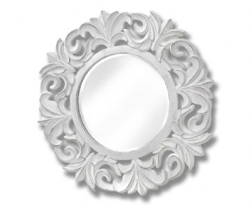 ROUND A/Q WHITE MIRROR 103cm