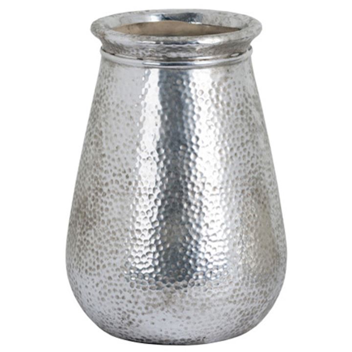 SPECIAL...A/Q SILVER HAMMERED VASE 16x24cm