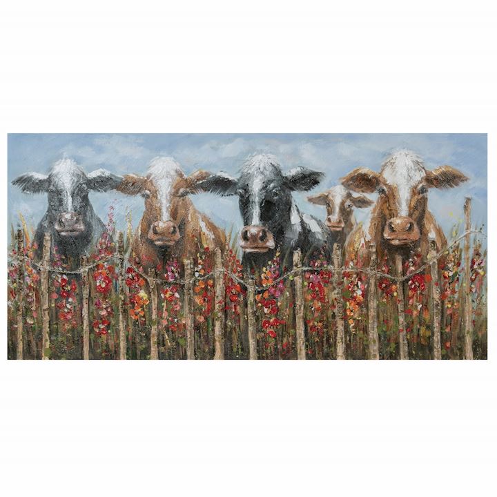 COWS OVERLOOKING FENCE 150x70cm