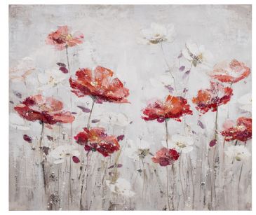 SPECIAL...HAND PTD. POPPIES ON CANVAS 80X80cm