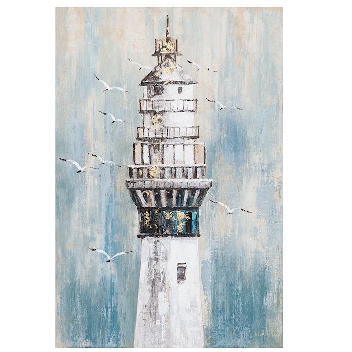 HAND PTD. LIGHT HOUSE ON CANVAS