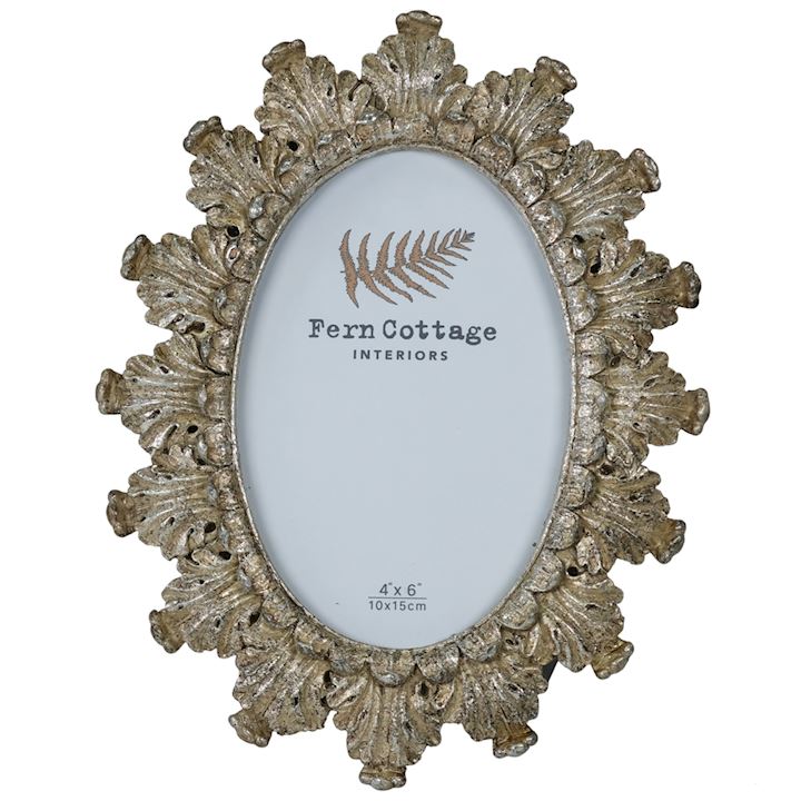 OVAL FEATHERED CHAMPAGNE FRAME 4x6