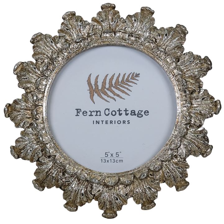 ROUND FEATHERED CHAMPAGNE FRAME 5x5