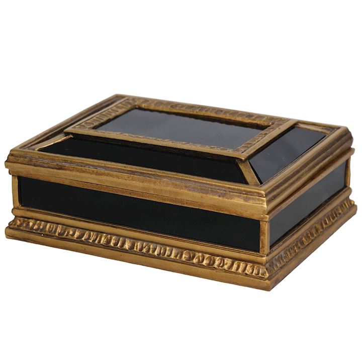 BLACK & GOLD TRINKET BOX 17x13x6cm