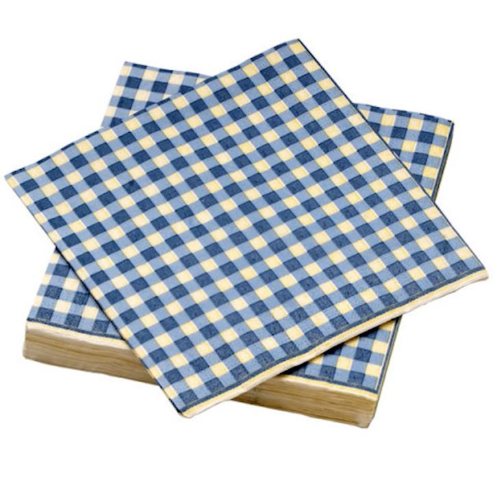 BLUE CHECKED PAPER NAPKINS