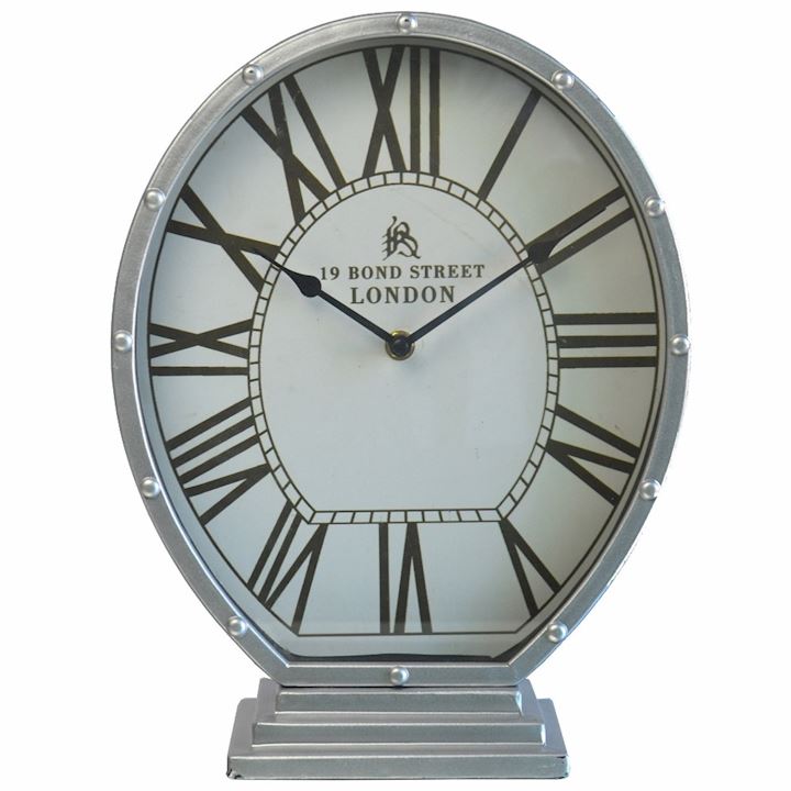 SPECIAL...OVAL SILVER TABLE CLOCK 26x34cm