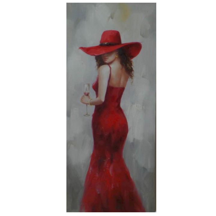 SPECIAL...LADY IN RED DRESS - HANDPAINTED 40x100cm