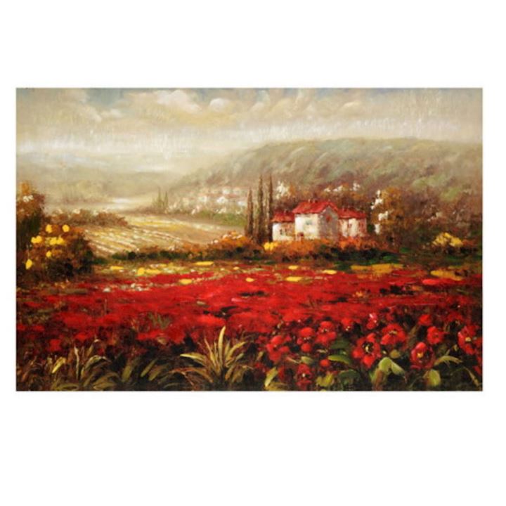 HANDPAINTED RED POPPIES CANVAS 90x60cm