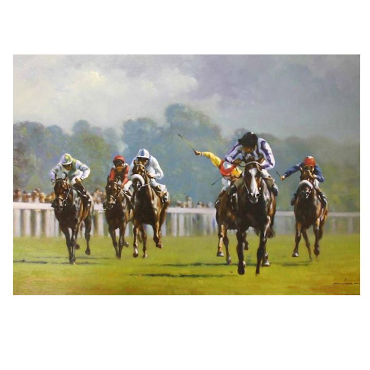 THE LAST FURLONG HAND PAINTED 70x50cm