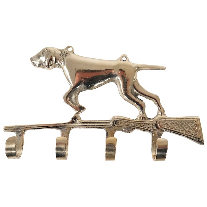 POLISHED BRASS GUN DOG HOOKS 16x10cm