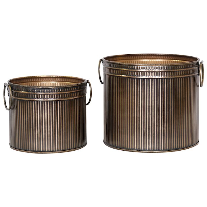 SET OF 2 ROUND PLANTERS L: 20x20x18cm S: 16x16x14cm