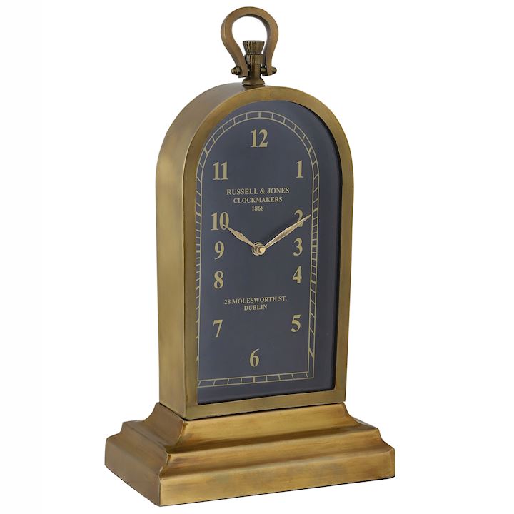 A/Q BRASS ARCHED RUSSELL & JONES TABLE CLOCK 22x14x40cm