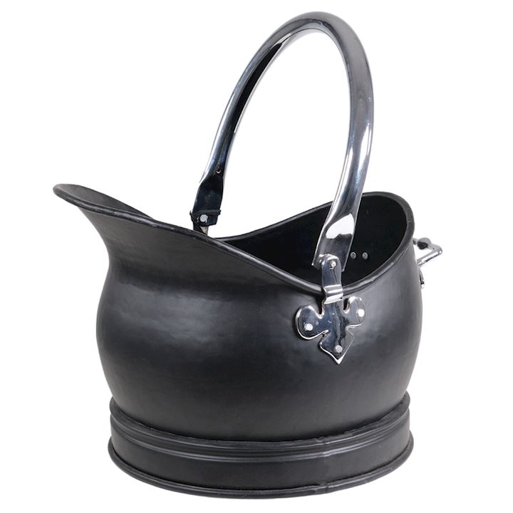 COAL BUCKET BLACK & CHROME 26x35x40cm