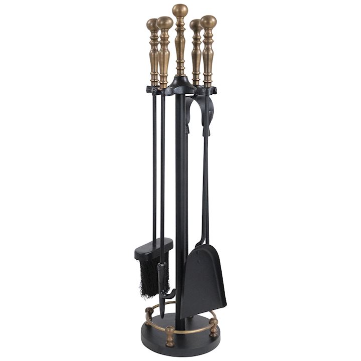 GALLERY BALL TOP COMP SET A/Q BRASS & BLACK 16x16x64cm