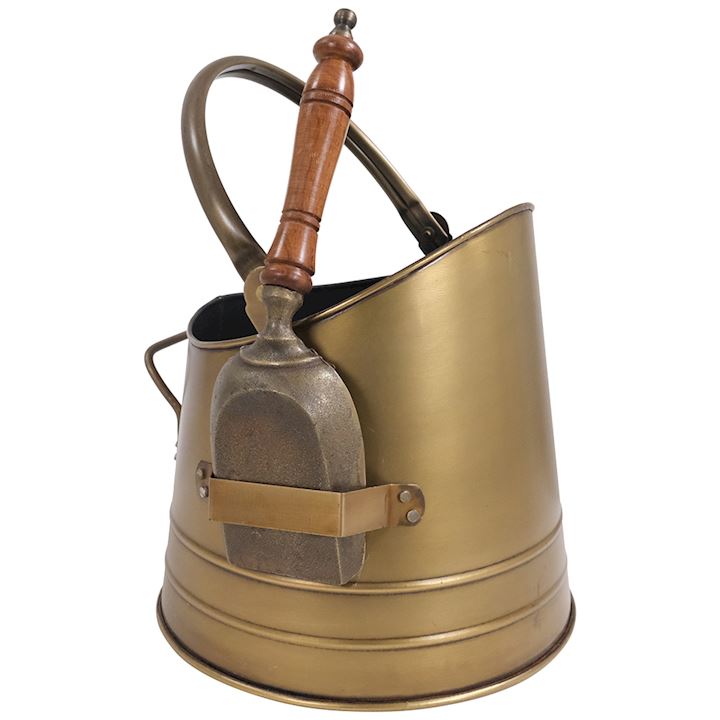 A/Q BRASS COAL BUCKET WITH SHOVEL 27x27x28cm