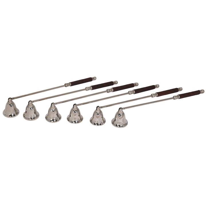 SET 6 NICKLE SNUFFERS/WOOD 26x4x5cm each