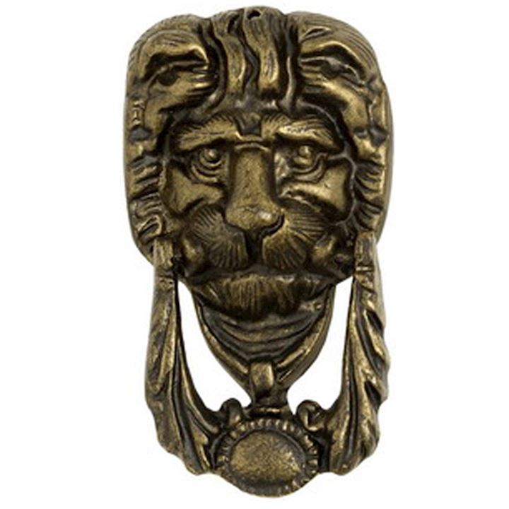 ANTIQUE BRASS LION DOOR KNOCKER