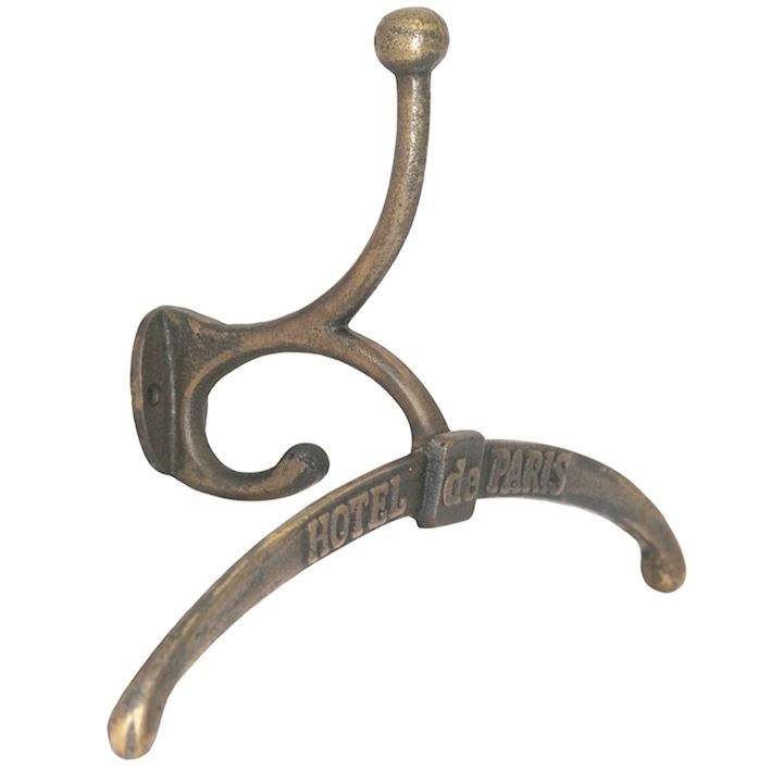 BURNISHED BRASS VALET HOOK WALL 39x13x27cm