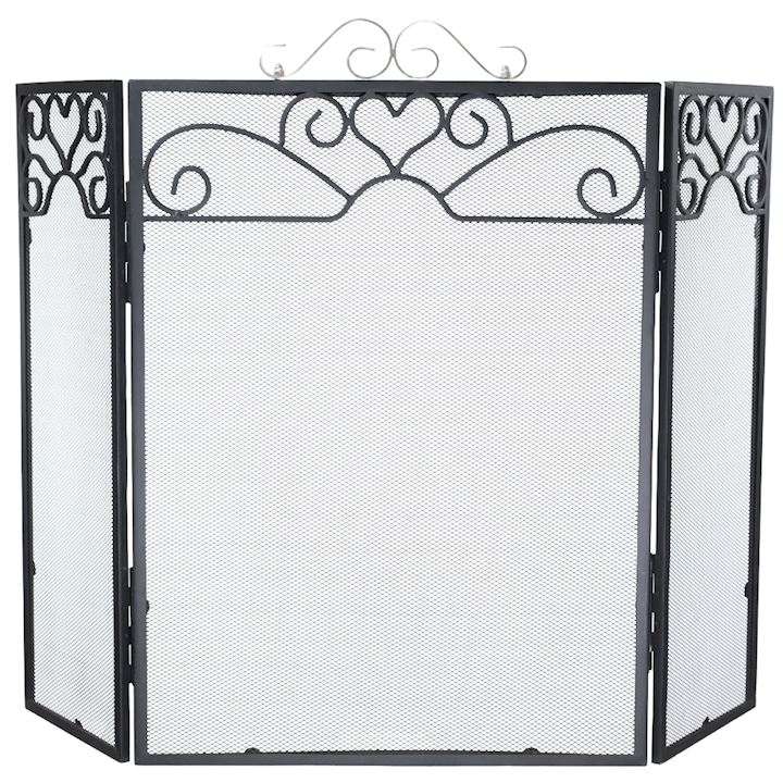 3 FOLD FIRESCREEN BLACK WITH CHROME 50x24x71cm