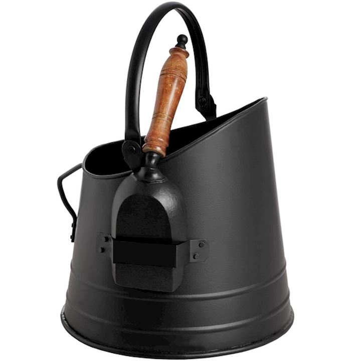 COAL BUCKET WITH SHOVEL ALL BLACK 27x27x28cm